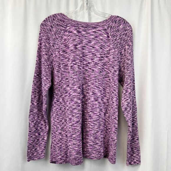 Relativity Women’s Round Neck Long Sleeve Pullover Sweater Purple Space Dye 2X - Picture 7 of 9